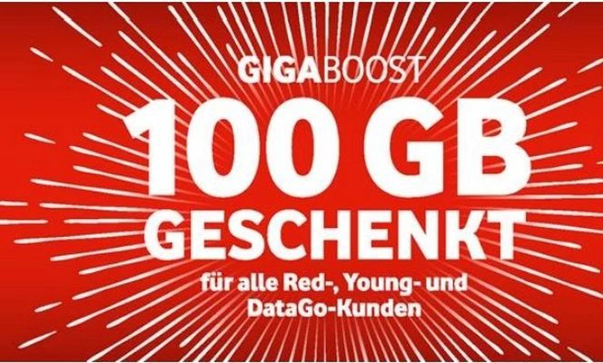 Jetzt aktiv: Einmalig 100GB Datenvolumen gratis   nur für Vodafone Vertragskunden