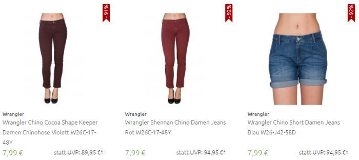 Verschiedene Wrangler Jeans (Damen/Herren) ab 7,99€