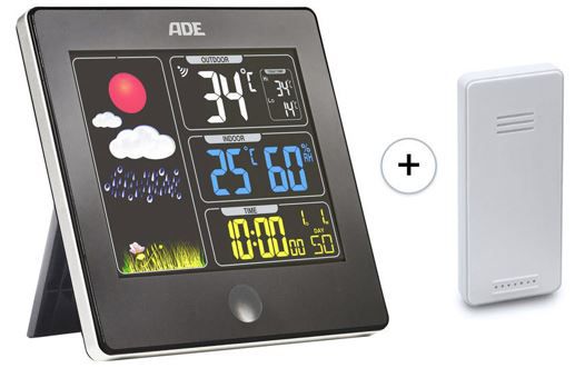 ADE Funk Wetterstation WS1403 mit Aussensensor und Farbdisplay für 21,89€