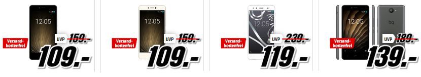 Media Markt BQ Smartphone Tiefpreisspätschicht   z.B. BQ Aquaris U Lite 1 Dual SIM für 109€