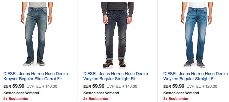 Diesel Jeans Sale mit bis  50% bei eBay   z.B. Diesel Waykee Regular Straight Fit für 50€ (statt 80€)