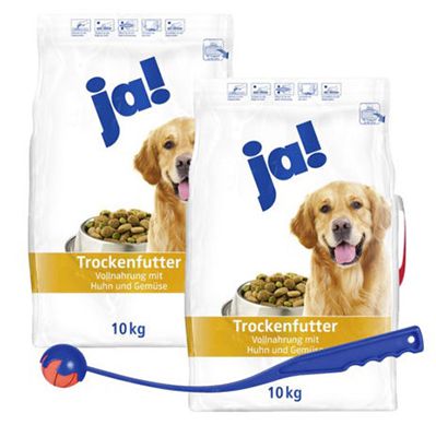 20kg ja! Hundefutter mit Huhn und Gemüse + Shooter inkl. Ball für 19,99€