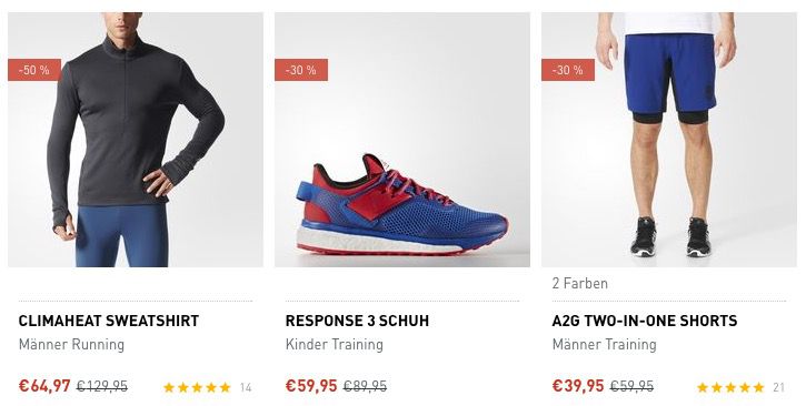 adidas Trainings Outlet mit 25% Extra Rabatt + VSK frei ab 50€