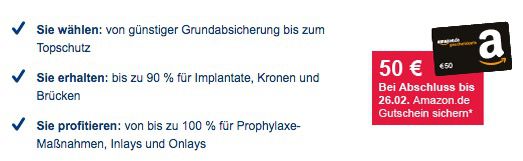 ErgoDirekt Zahnzusatzversicherung ab 3,90€ mtl. (nur 3 Monate Laufzeit) + 50€ Amazon.de Gutschein