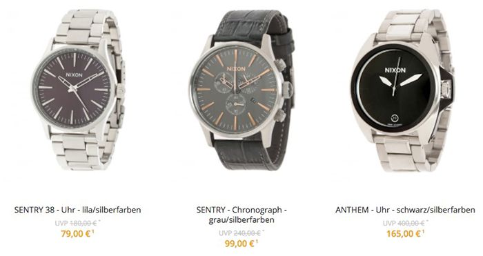 Nixon Uhren Sale in der Zalando Lounge   z.B. Nixon Sentry 38 Uhr mit Lederarmband für 75€ (statt 91€)