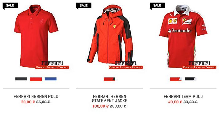 TOP! Motorsport Sale bei Puma + 20% Gutschein   z.B. Ferrari Poloshirt für 37€ (statt 73€)