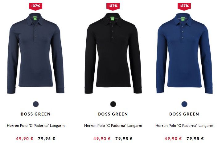 Boss Green C Paderna Herren Langarm Poloshirt für 43,87€ (statt 56€)