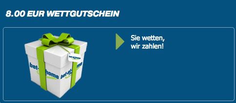 8€ Gratis Wette bei bet at home + bis zu 100€ Einzahlungsbonus für Neukunden