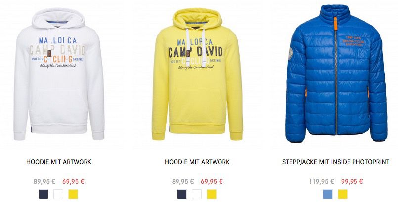 Camp David Sale mit bis zu  70%   Hemden ab 30€   Blusen ab 20€