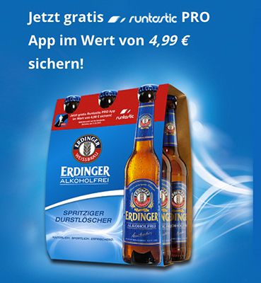 Gratis runtastic PRO App (Wert 4,99€) beim Kauf eines Erdinger Alkoholfrei Sixpacks