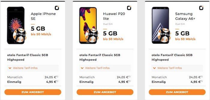 otelo Fan Tarif (Vodafone) mit 5GB für 19,05€ mtl. + 5€ mtl. für Highspeed + Smartphone ab 4,95€