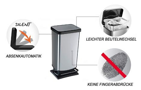 Rotho Paso Treteimer 40 Liter in Silber oder Carbon für 19,99€ (statt 28€)