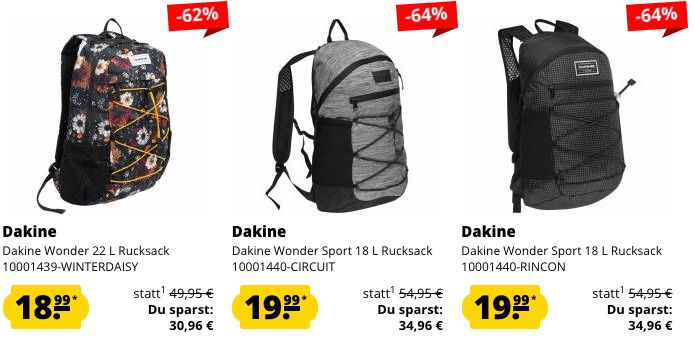 Dakine Sale bei SportSpar   z.B. Dakine Trek II 26L Rucksack ab 23,99€ (statt 32€)