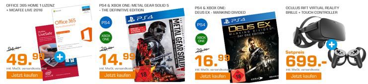 Metal Gear Solid 5 o. Deus Ex   Mankind Divided   PS4 u. Xbox One für 14,99 € und mehr günstige Angebote im Saturn Weekend Sale