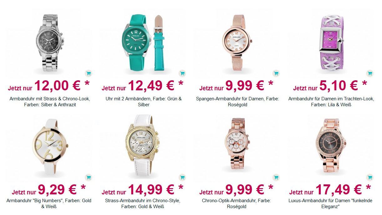 Modeuhren Räumungsverkauf mit bis zu 80% Rabatt + Schmuck WSV   Uhren ab 9€