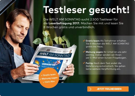 8 Wochen Welt am Sonntag gratis – endet automatisch