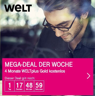 Nur für Telekom Kunden: 4 Monate WELTplus Gold gratis (Wert: 120€)