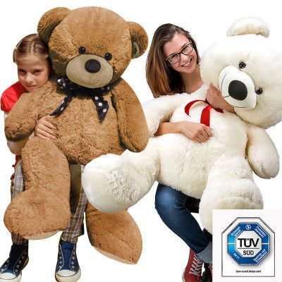 XXL Teddybär   120 cm lange Plüschbären in Weiß oder Braun für 39,99€ (statt 45€)