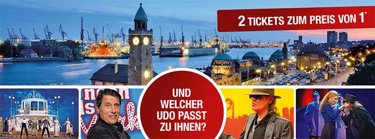 2 Musical Tickets in Hamburg zum Preis von Einem   Ich war noch niemals in New York oder Hinterm Horizont