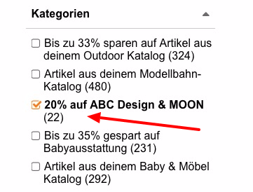 20% Rabatt auf ausgewählte ABC Design & MOON Artikel   z.B. Kombikinderwagen für 307€ (statt 359€)