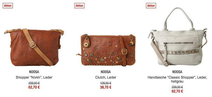 70% Rabatt auf Noosa Artikel   z.B. Classic Shopper Handtasche für 63€ (statt 90€)