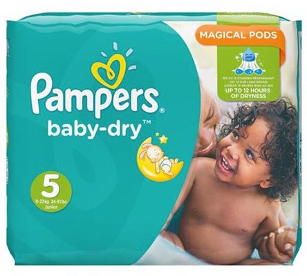 108er Pack Pampers Baby Dry Windeln Gr.5 (Junior) 11 23 kg für 23,95€ (statt 36€)