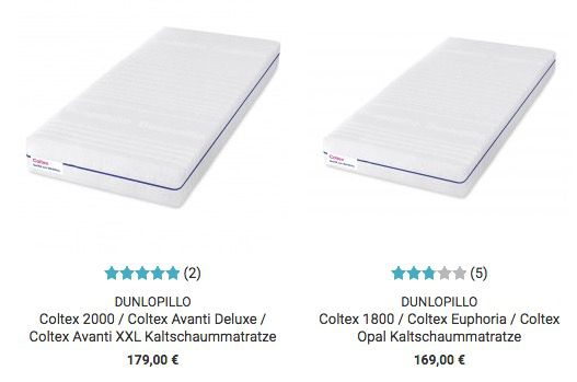 TOP! Dunlopillo Matratzen Sale bei Dormando   z.B. Coltex 1600 160x200cm für 141,10€ (statt 339€)