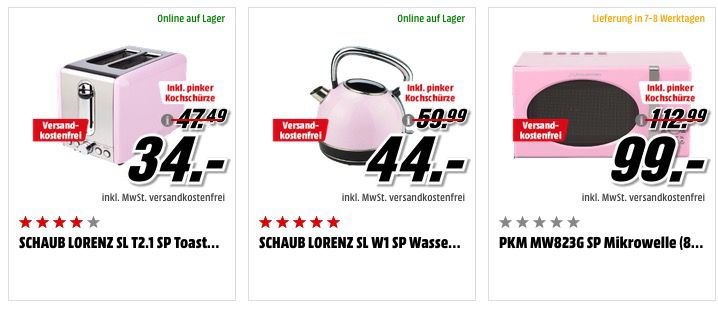 Pink Week Media Markt – Rosa Artikel wie Haushaltsgeräte, Smartphones etc. ab 34€