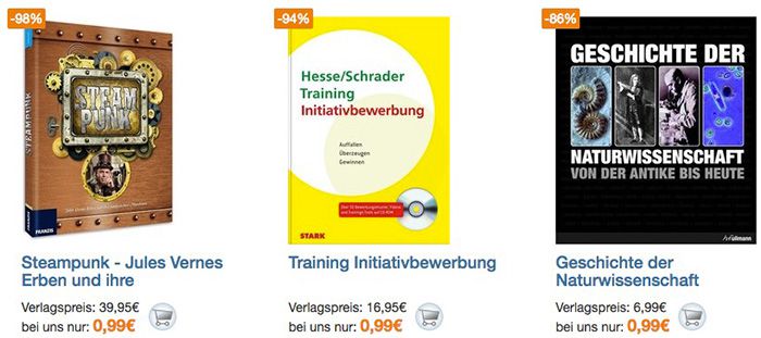 Über 1.400 Bücher für je 0,99€ + einmalig 3,95€ VSK