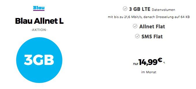 o2 Allnet Flat mit 3GB LTE für 14,99€ mtl. + Samsung Galaxy A3 (2016) nur 1€   keine Datenautomatik!