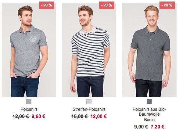 C&A: 20% auf Herren Poloshirts & auf Damen Blusen + 10% Gutschein   z.B. Piqué Poloshirt ab 7,20€