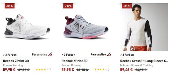 Reebok Cyber Sale bis zu 50% Rabatt + 30% extra Rabatt + VSK frei ab 75€ z.B. Reebok CrossFit Nano Pump 3.0 statt 76€ für nur 55,96€