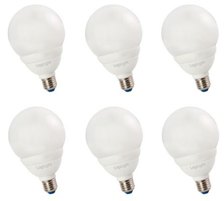 6er Pack LogiLight Energiesparlampen E27 15 Watt für 7,55€