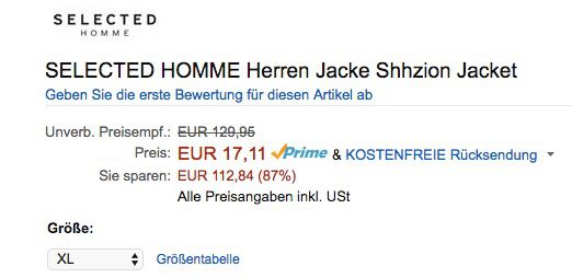 Ausverkauft! Selected Homme Herren Jacke (S bis XL) für 17,11€ (statt 120€)