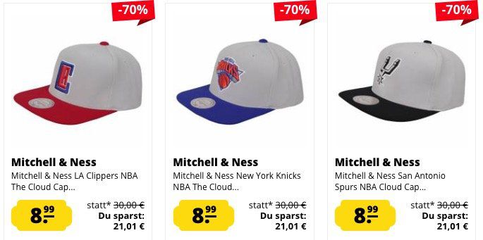 Mitchell & Ness Snapbacks für je 8,99€ inkl. VSK