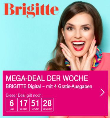 Nur für Telekom Kunden: 4 Ausgaben Brigitte digital gratis – Kündigung notwendig