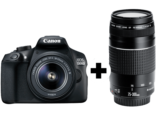 CANON EOS 1300D Spiegelreflexkamera + EF-S 18-55mm + 75-300mm Objektiv für 366€ (statt 466€) CANON EOS 1300D Spiegelreflexkamera + EF S 18 55mm + 75 300mm Objektiv für 366€ (statt 466€)