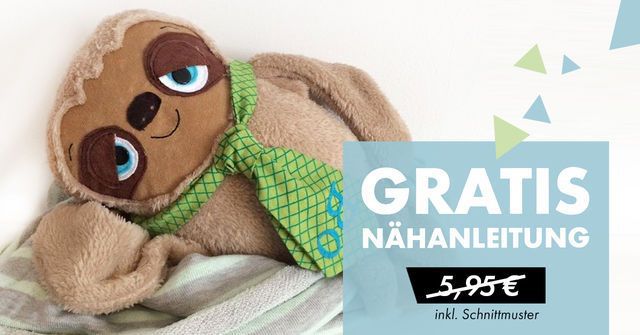 Nähanleitung und Schnittmuster für ein Faultier gratis (statt 5,95€) + Gutschein on top