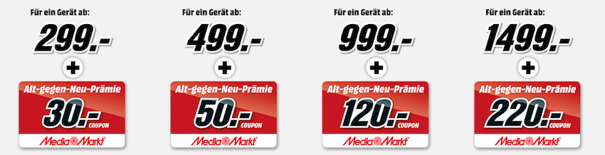 Media Markt Tauschrausch   Bis zu 220€ Gutschein auf Smartphones, TVs, Kühlschränke uvm.