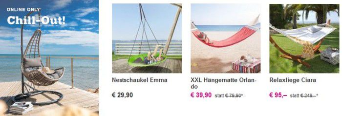 Mömax mit  Hollywood  u. Nestschaukeln,  Hängesessel & Relaxliegen Sale bis 30%