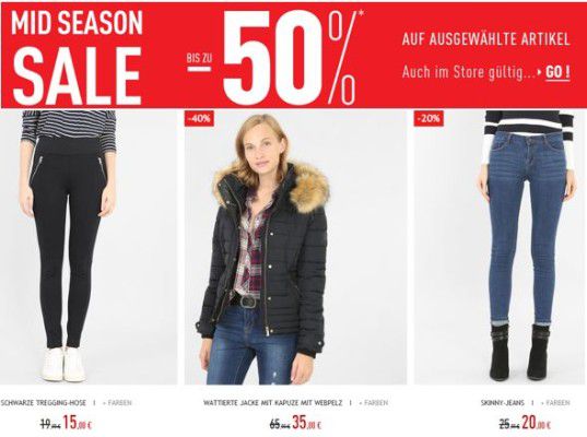 Pimkie mid season sale mit Rabatten bis zu 50% + 20% extra Rabatt