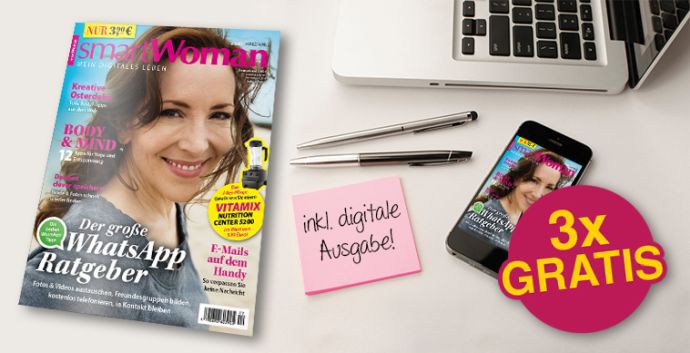 3 Ausgaben SmartWoman (Print + Digital) gratis – Kündigung notwendig