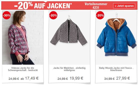 vertbaudet Jacken Sale mit 20% Rabatt auch im Sale