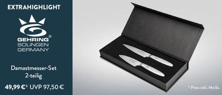 Gehring Damast Messer Set:  Santoku + Sashimimesser für 49,99€