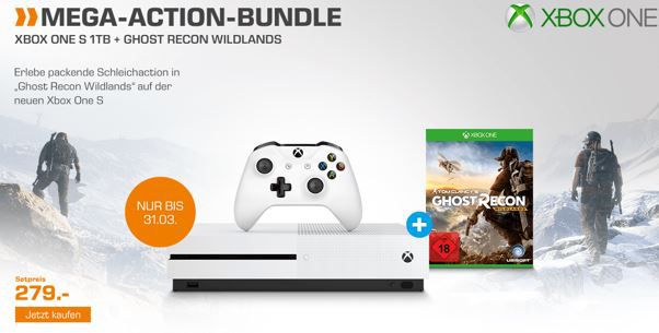 Xbox One S Konsole 1TB + Game Ghost Recon Wildlands für 279€