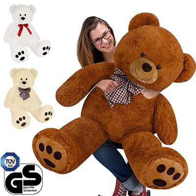 Plüsch Teddybär 90cm mit Schleife in Weiß, Braun oder Creme für 19,95€