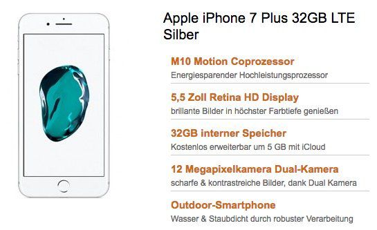iPhone 7 Plus ab 29€ + Telekom Magenta Mobil L mit 6GB LTE für 62,45€ mtl. + 100€ Cashback möglich