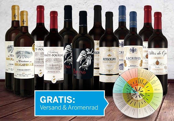 15% Rabatt auf Wein Probierpakete bei ebrosia (Neukunden)   z.B. 12 Flaschen Topseller Weine für 51€