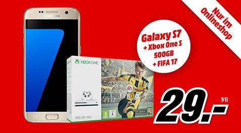 Samsung Galaxy S7 + Xbox One S inkl. Fifa 17 + Vodafone Flat mit 1GB für 27,86€ mtl.