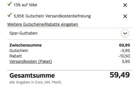 Knaller! 15% auf ALLES von Nike + VSK frei   z.B. Nike Air Zoom Vomero 11 Women für 59,49€ (statt 81€)